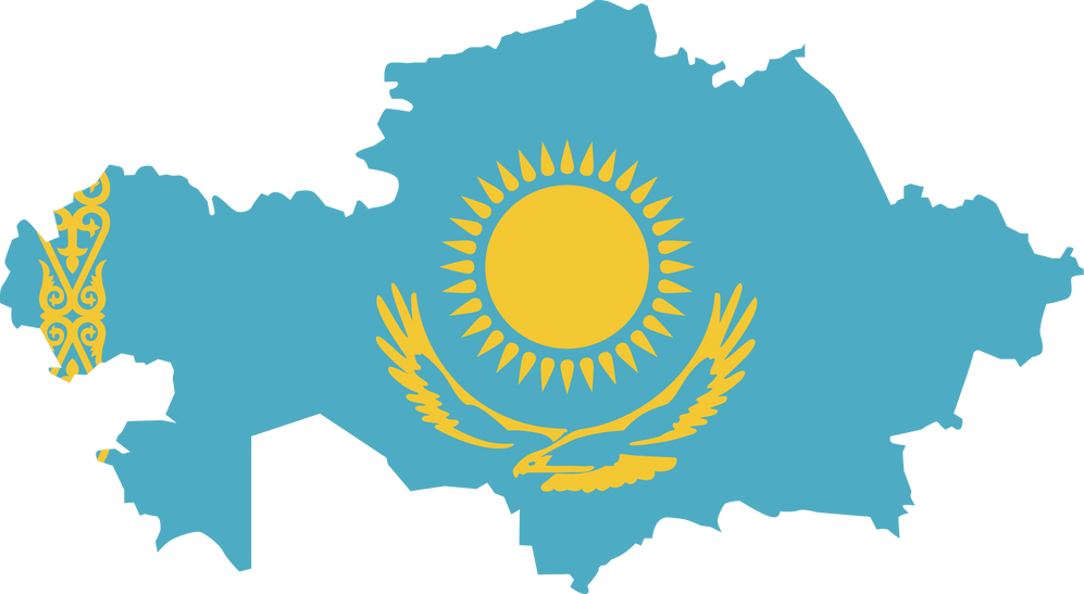 Kazakhstan map city vector style color of country flag.